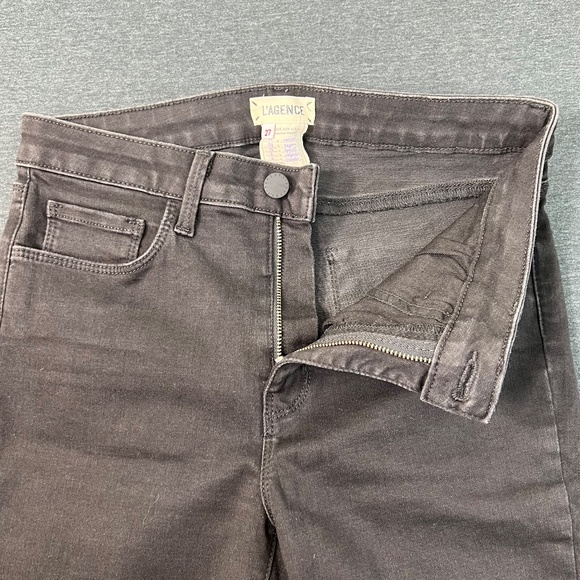 L’agence Margot HighRise Skinny Jean Zinc Destruct Sz 27 Black Denim Distressed - Picture 5 of 13